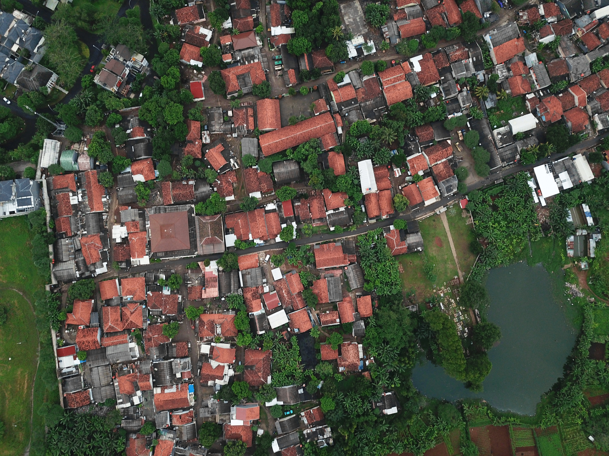 aerial view of small town
